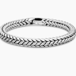 DAVID YURMAN CHEVRON BEAD SILVER MEN’S BRACELET NEW WITH PACKAGING 8MM STERLING